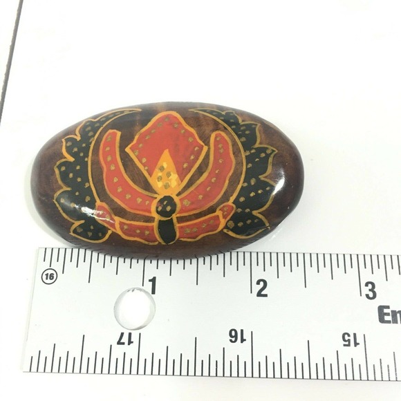 Wooden 1990s Vintage Jewelry Hand Painted Colorful Brooch and Earrings - Picture 3 of 4